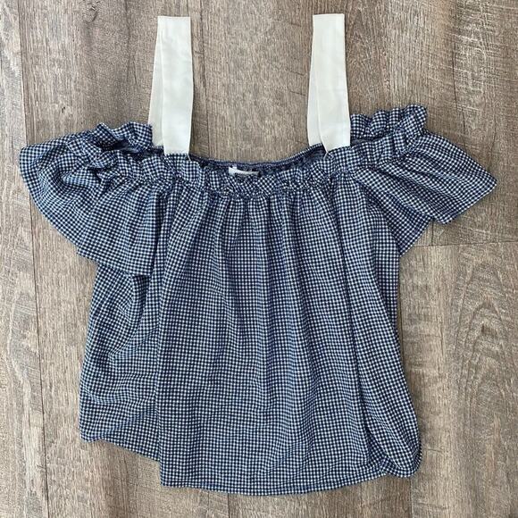 Mango Blue White Gingham Flowy Cami Top Tank Blouse - Picture 8 of 11